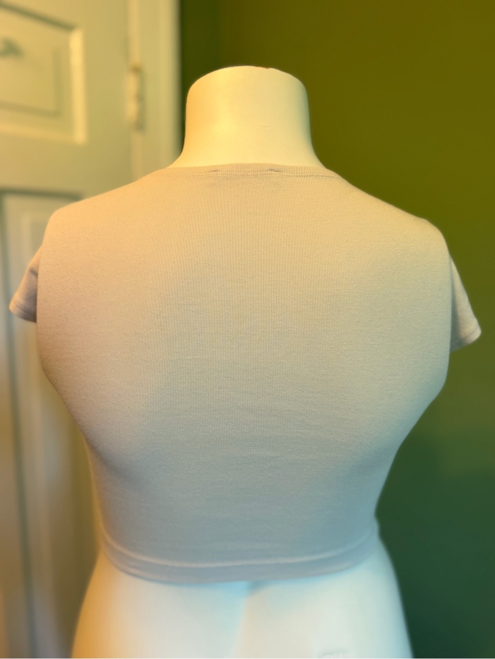 Zara Cream Ribbed Crop Top - Picture 5 of 6